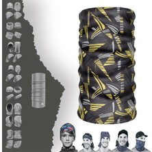 E-Taktik Extreme Çizgili Sarı Siyah Boyunluk Bandana Baf Toka Maske Saçbandı