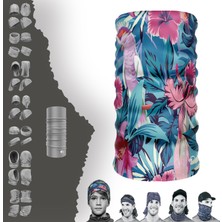 E-Taktik Extreme Mor Çiçekli Kuş Boyunluk Bandana Baf Toka Maske Saçbandı