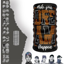 E-Taktik Extreme Turuncu Çizgili Dream Yazılı Boyunluk Bandana Baf Toka Maske Saçbandı