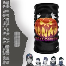 E-Taktik Extreme Bal Kabaklı Halloween Desenli Boyunluk Bandana Baf Toka Maske Saçbandı