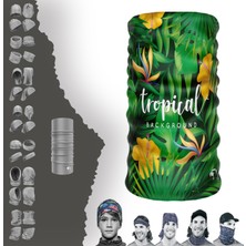 E-Taktik Extreme Büyük Yapraklı Sarı Çiçekli Boyunluk Bandana Baf Toka Maske Saçbandı