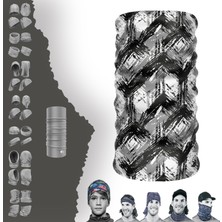 Extreme  Gri Siyah Desenli Boyunluk Bandana Baf Toka Maske Saçbandı