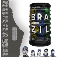 E-Taktik Extreme Yeşil Mavi Sarı Tabanlı Brazıl Yazılı Boyunluk Bandana Baf Toka Maske Saçbandı