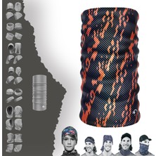 E-Taktik Extreme Turuncu Lacivert Çizgi Desenli Boyunluk Bandana Baf Toka Maske Saçbandı