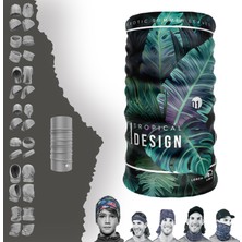 E-Taktik Extreme Yeşil Mor Yapraklı Tropical Desıgn Boyunluk Bandana Baf Toka Maske Saçbandı