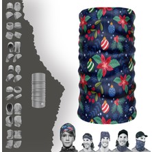E-Taktik Extreme Karışık Noel Desenli Lacivert Boyunluk Bandana Baf Toka Maske Saçbandı