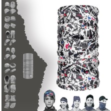 E-Taktik Extreme Beyaz Siyah Renkli Desen Boyunluk Bandana Baf Toka Maske Saçbandı