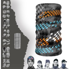 Extreme  Gri Mavi Desenli Boyunluk Bandana Baf Toka Maske Saçbandı