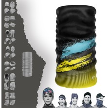 E-Taktik Extreme Sarı Çizgi Desenli Siyah Tabanlı Boyunluk Bandana Baf Toka Maske Saçbandı