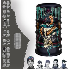 E-Taktik Extreme Yeşil Yılanlı Kuru Kafa Boyunluk Bandana Baf Toka Maske Saçbandı