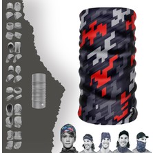 E-Taktik Extreme Kırmızı Gri Dijital Desenli Boyunluk Bandana Baf Toka Maske Saçbandı