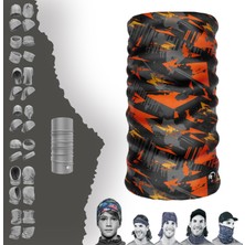 E-Taktik Extreme  Karışık Gri Turuncu Boyunluk Bandana Baf Toka Maske Saçbandı