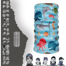 Extreme Kahverengi Çiçek Desenli Boyunluk Bandana Baf Toka Maske Saçbandı