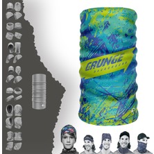 E-Taktik Extreme Yeşil Mavi Karışık Tabanlı Boyunluk Bandana Baf Toka Maske Saçbandı