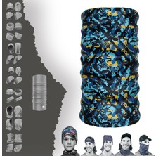 Extreme Sarı Lacıvert Boyunluk Bandana Baf Toka Maske Saçbandı
