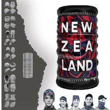Extreme Kırmızı Mor Tabanlı Newzealand Yazılı Boyunluk Bandana Baf Toka Maske Saçbandı