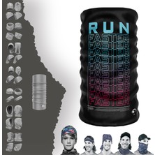 E-Taktik Extreme Mavi Pembe Geçişli Run Faster Yazılı Boyunluk Bandana Baf Toka Maske Saçbandı