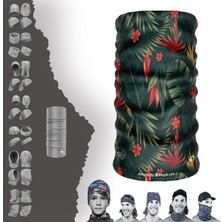 E-Taktik Extreme Karışık Yaprak Desenli Kırmızı Çiçekli Boyunluk Bandana Baf Toka Maske Saçbandı