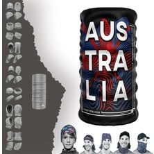 E-Taktik Extreme Australıa Yazılı Siyah Boyunluk Bandana Baf Toka Maske Saçbandı