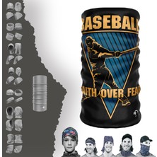 E-Taktik Extreme Mavi Çizgili Turuncu Baseball Yazılı Boyunluk Bandana Baf Toka Maske Saçbandı