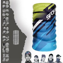 E-Taktik Extreme Mavi Yeşil Sporty Boyunluk Bandana Baf Toka Maske Saçbandı