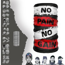 E-Taktik Extreme Kırmızı Beyaz Şeritli No Pain No Gain Boyunluk Bandana Baf Toka Maske Saçbandı