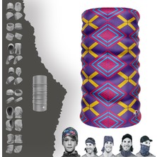 E-Taktik Extreme Mor Pembe Kare Desenli Boyunluk Bandana Baf Toka Maske Saçbandı