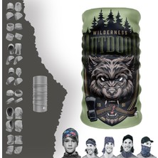 E-Taktik Extreme Baltalı Kurt Yeşil Tabanlı Boyunluk Bandana Baf Toka Maske Saçbandı