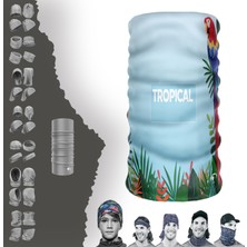 E-Taktik Extreme Siyah Yapraklı Mavi Tabanlı Boyunluk Bandana Baf Toka Maske Saçbandı