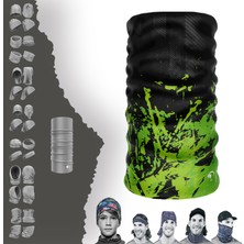 Extreme Yeşil Siyah Desenli Boyunluk Bandana Baf Toka Maske Saçbandı