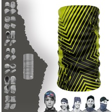 Extreme Çizgili Yeşil Siyah Boyunluk Bandana Baf Toka Maske Saçbandı