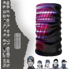 E-Taktik Extreme Pembe Çizgili Siyah Desenli Boyunluk Bandana Baf Toka Maske Saçbandı