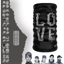 Extreme Love Yazılı Siyah Boyunluk Bandana Baf Toka Maske Saçbandı