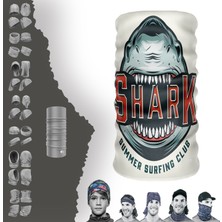 E-Taktik Extreme Kırmızı Shark Yazılı Beyaz Boyunluk Bandana Baf Toka Maske Saçbandı