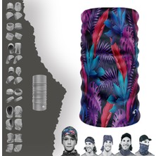 E-Taktik Extreme Mor Renkli Yaprak Bitkileri Boyunluk Bandana Baf Toka Maske Saçbandı