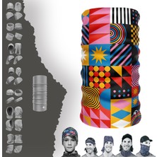 E-Taktik Extreme Karışık Renkli Karışık Geometri Desenli Boyunluk Bandana Baf Toka Maske Saçbandı
