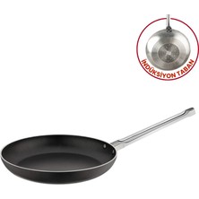 Evren 32 cm Chef Indüksiyonlu Maksi Tava, Horeca Indüksiyon Tabanlı Kızartma Tavası (Çelik Çubuk Kulp)