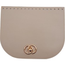 Angel Çanta Aksesuar 24X19 cm Suni Deri Bej Renk Kapak Light Gold Metalli