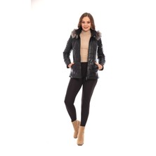 Sare Mod Deri Şişme Mont Kürk Yaka Deri Kaban