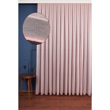 Bidesing Ofelya Pudra Pembe Düz Tül Perde (1/3 Sık Pile)