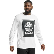 Timberland Ls Front Stack Logo Tişört Beyaz