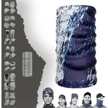 E-Taktik Extreme Beyaz Mavi Desenli Lacivert Boyunluk Bandana Baf Toka Maske Saçbandı