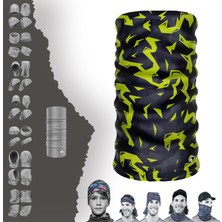 Extreme Sarı Gri Karışık Desenli Boyunluk Bandana Baf Toka Maske Saçbandı