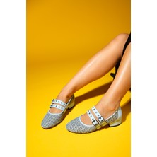 Luvi Lapıs Bebe Mavi Hasır Kadın Kısa Topuklu Ayakkabı