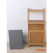 Erkugo Bambu 2 Raflı Kirli Sepeti,  Çok Amaçlı Banyo Düzenleyici, Çamaşır Sepeti Organizer, Raf