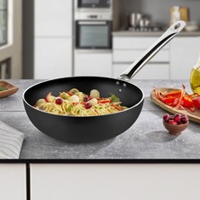 Evren 26 cm Bistro Wok Tava, Horeca Non-Stick Wok Tava 26 cm (Çelik Boru Kulp)