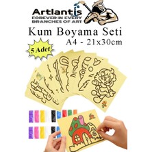 Artlantis Kum Boyama Seti 5 Adet 20X30 cm A4 Boyutunda Büyük Boy Kaliteli Kum Boyama Çalışması Tuz Boyama Etkinlik