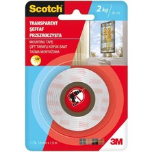 Scotch 4004 Şeffaf Çift Taraflı Köpük Bant 19 mm x 1 5m