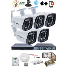 Kadraj 5 Kameralı  Set - 5mp Sony Seculensli 1080P Full Hd Ahd,8 Ultra Warm Led, Gece Renkli, Colorvu Teknolojisi, Metal Aluminyum Kasa