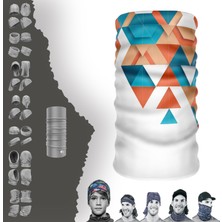 E-Taktik Extreme Mavi Turuncu Üçgenler Boyunluk Bandana Baf Toka Maske Saçbandı